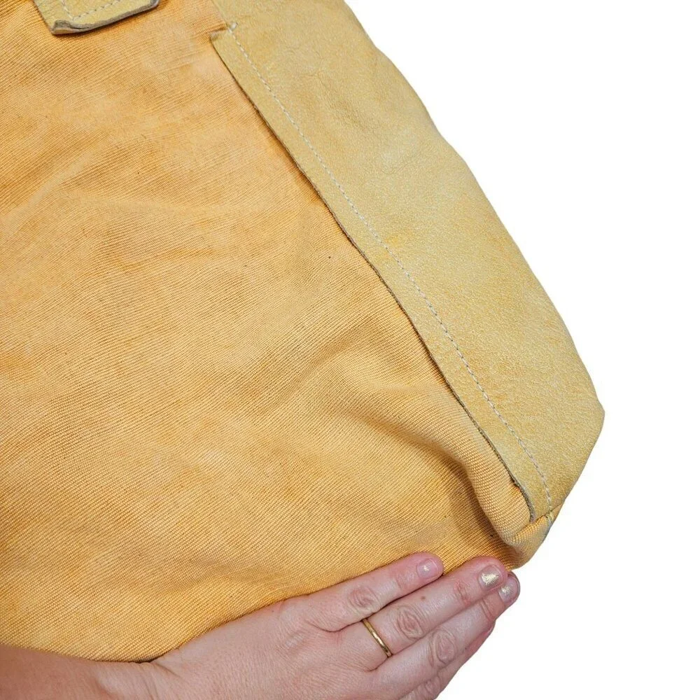 Nicoli Sunflower Yellow Canvas & Leather Tote Bag Dual‎ Handles Adjustable Strap